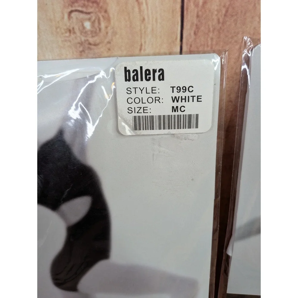 2PK Balera T99C White Footed Ballet Dance Tights Girls Medium Child Size